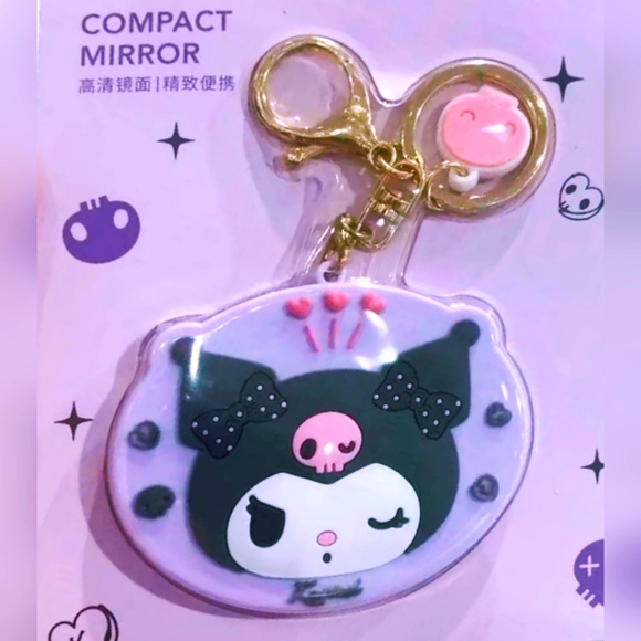 Kuromi Compact Mirror Bag Charm Keychain (Licensed SANRIO) - Picture 2 of 6